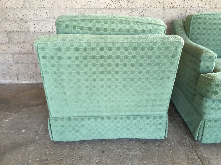 Pair of Green Upholstered Arm Chairs [Photo 5]