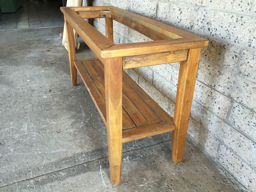 Wooden Sofa / Console Table 2-Tier - Missing Glass [Photo 3]