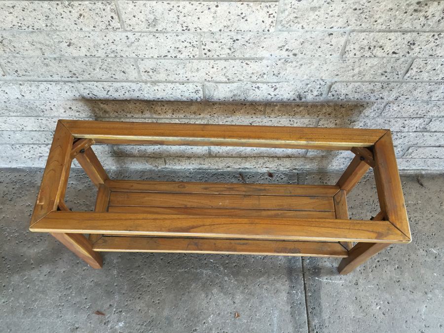 Wooden Sofa / Console Table 2-Tier - Missing Glass [Photo 4]