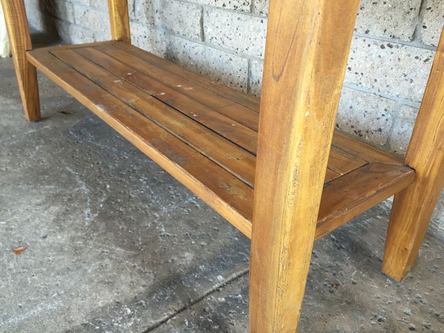 Wooden Sofa / Console Table 2-Tier - Missing Glass [Photo 5]