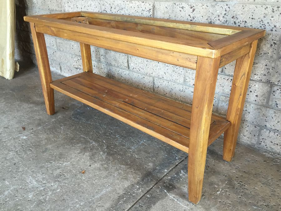 Wooden Sofa / Console Table 2-Tier - Missing Glass [Photo 2]
