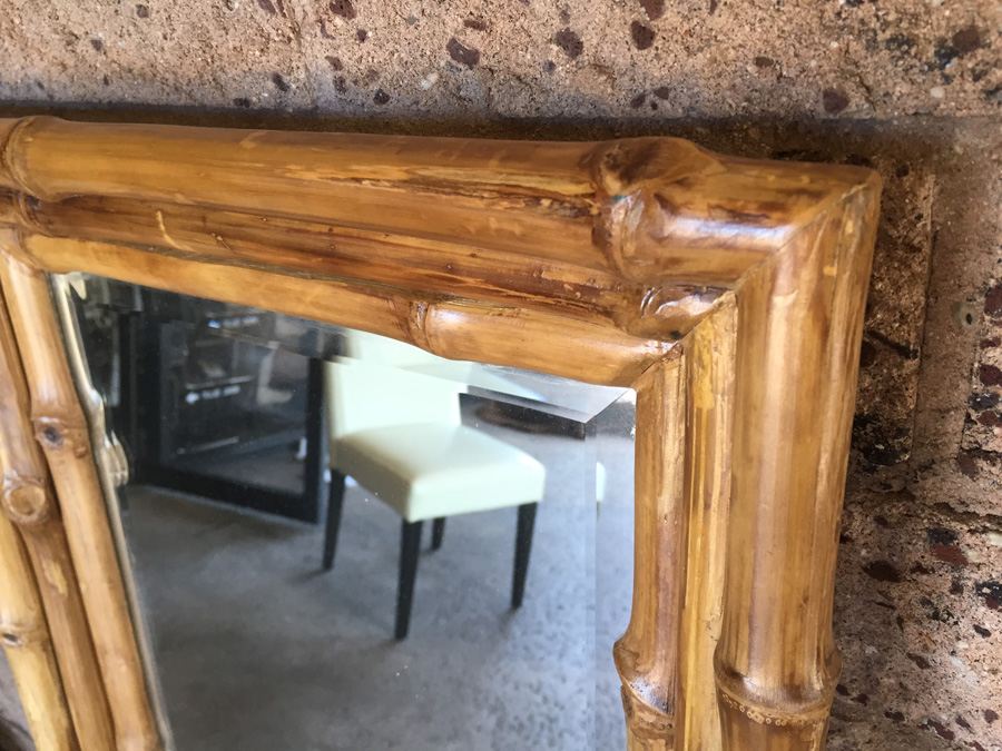 Nice Bamboo Beveled Glass Mirror