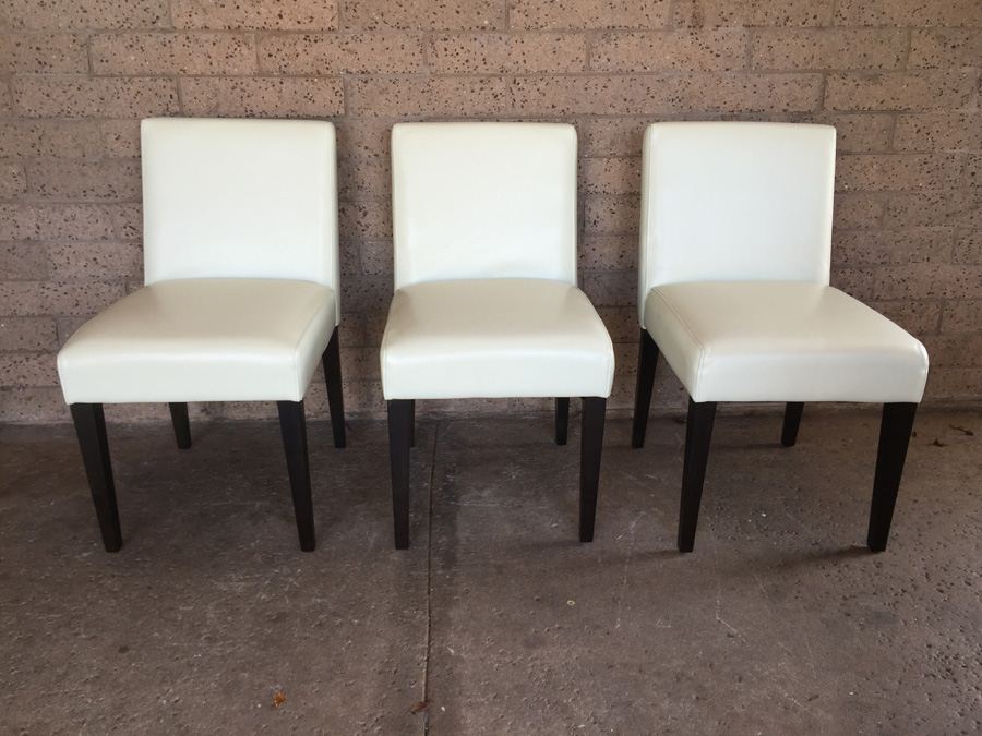 (3) West Elm White & Black Chairs