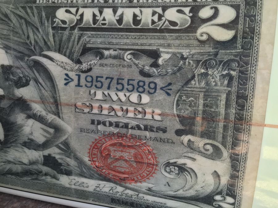 Unique Surfboard With Two Silver Dollar Bill And Silver Coin Graphics Display Piece [Photo 3]