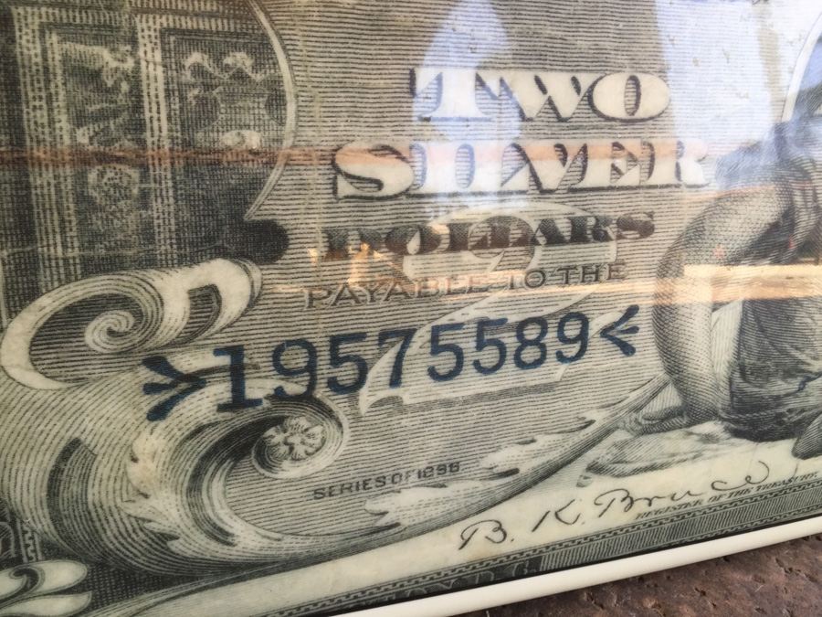 Unique Surfboard With Two Silver Dollar Bill And Silver Coin Graphics Display Piece [Photo 14]