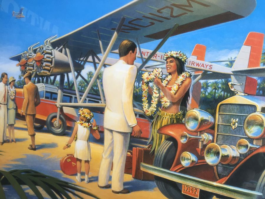 Inter-Island Airways Honolulu Hawaii Travel Poster Decorative Framed Print - A Kerne Erickson Design. [Photo 3]