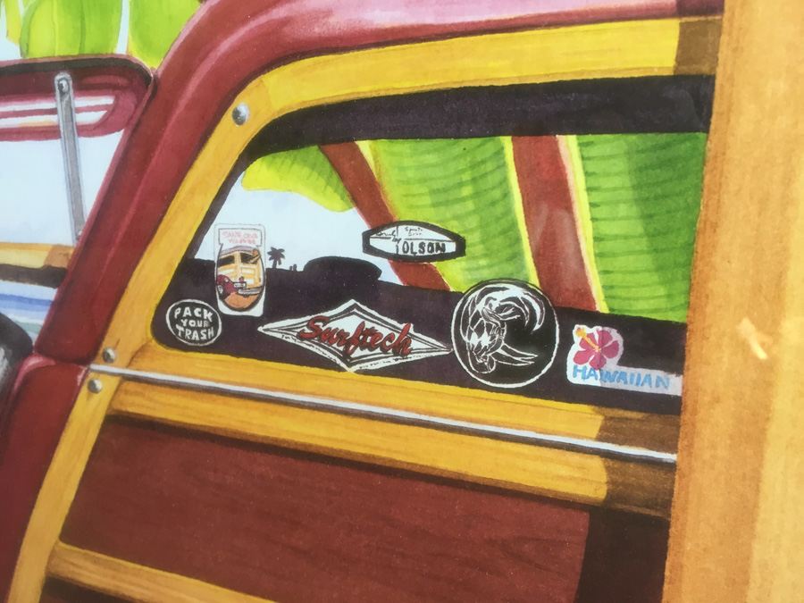 Woodie And Surfboard Surf Culture Nicely Framed Decorative Print [Photo 3]