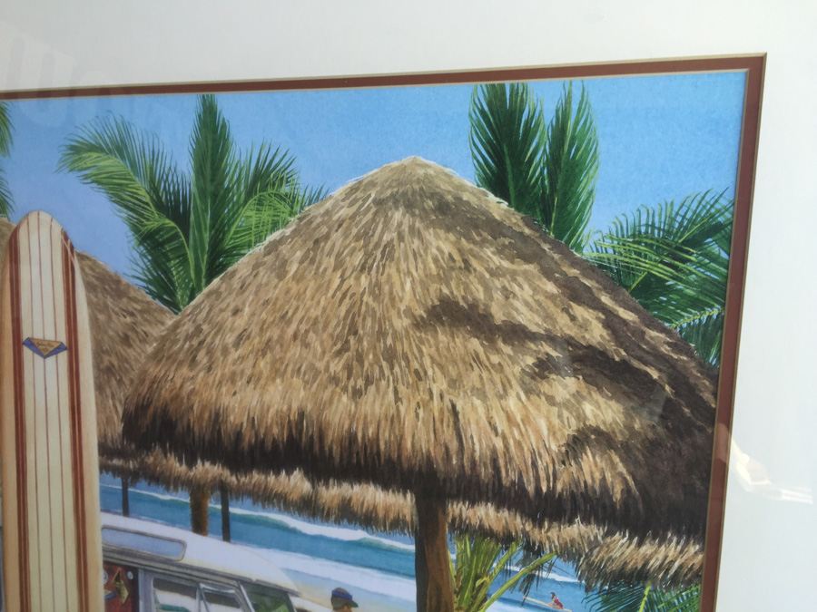 VW Bus And Surfboard Nicely Framed Decorative Print [Photo 4]