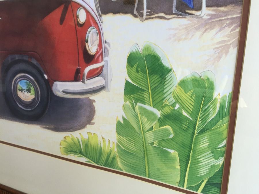 VW Bus And Surfboard Nicely Framed Decorative Print [Photo 6]