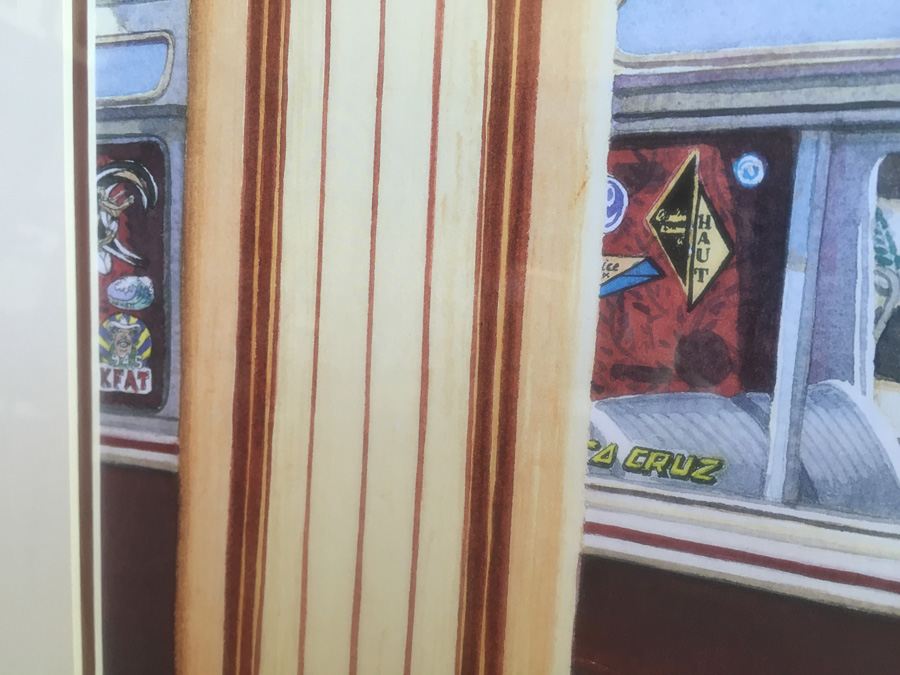 VW Bus And Surfboard Nicely Framed Decorative Print [Photo 7]