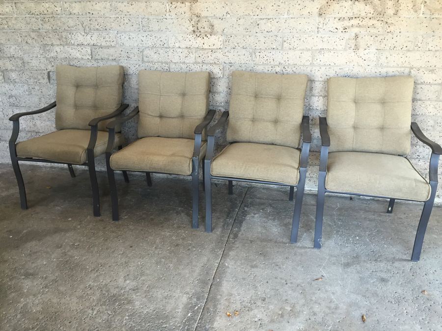(4) Brown Outdoor Aluminum Patio Chairs [Photo 1]