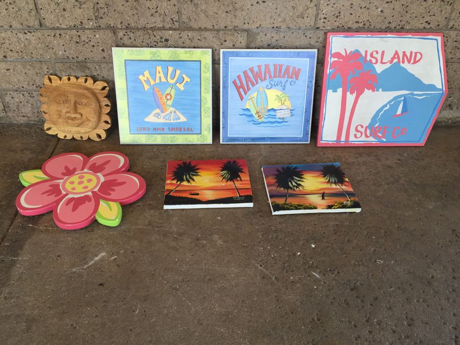 Beachy Hawaiian Wall Art Lot