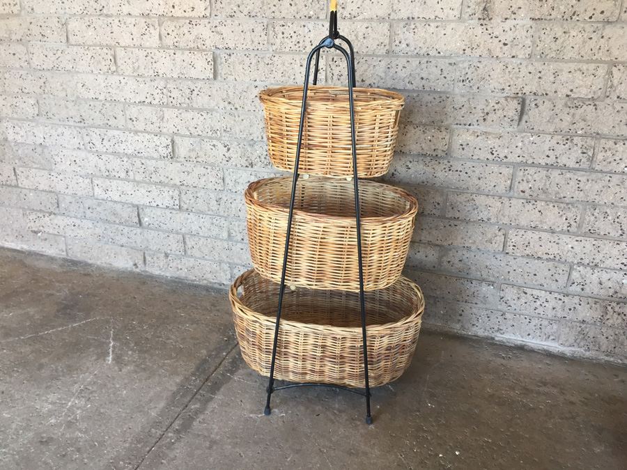 3-Tier Metal Basket Holder With 3 Baskets [Photo 1]
