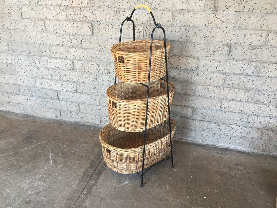 3-Tier Metal Basket Holder With 3 Baskets [Photo 2]