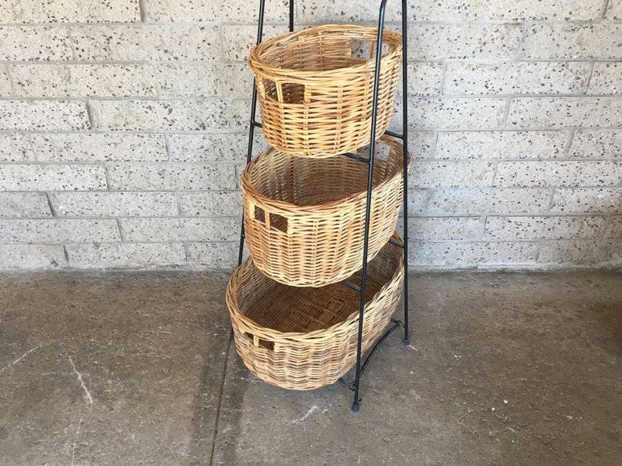 3-Tier Metal Basket Holder With 3 Baskets [Photo 3]