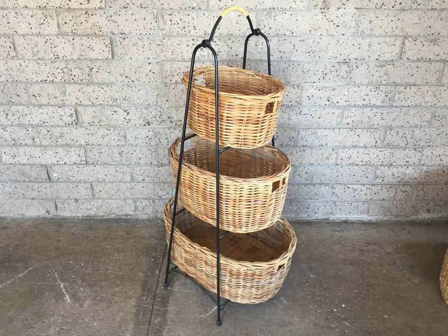 3-Tier Metal Basket Holder With 3 Baskets [Photo 4]
