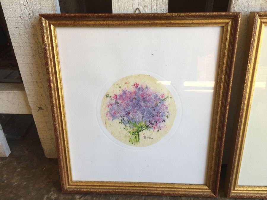 Pair Of Framed Floral Artwork - Florence Italy  [Photo 4]