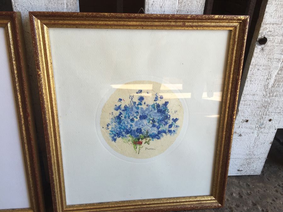 Pair Of Framed Floral Artwork - Florence Italy  [Photo 5]