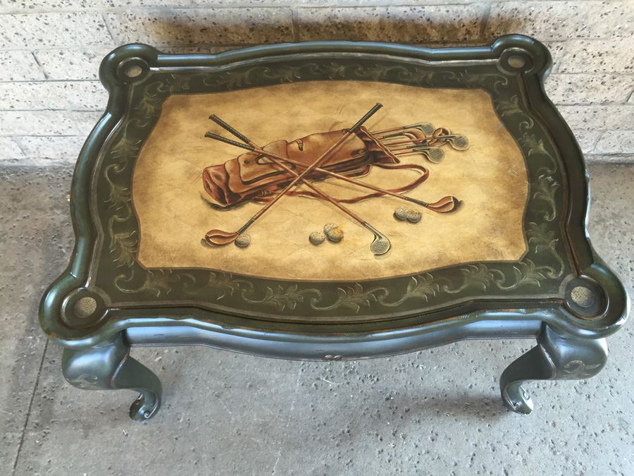 Side Table With Top Showing Vintage Golf Items [Photo 3]