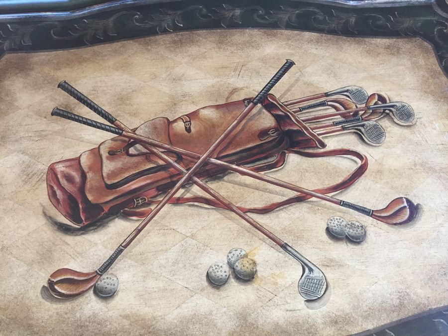 Side Table With Top Showing Vintage Golf Items [Photo 4]