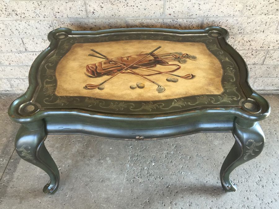 Side Table With Top Showing Vintage Golf Items [Photo 2]