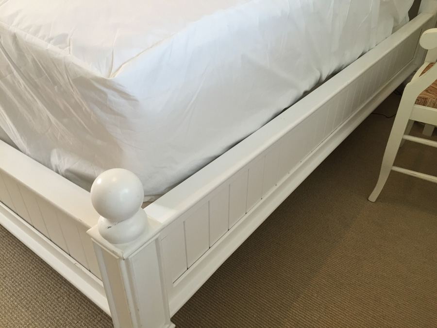 White Pottery Barn King Size Bed Does Not Include Mattress Pictured nellis-auction