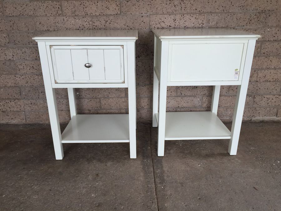 Pair of White Pottery Barn End Tables [Photo 6]