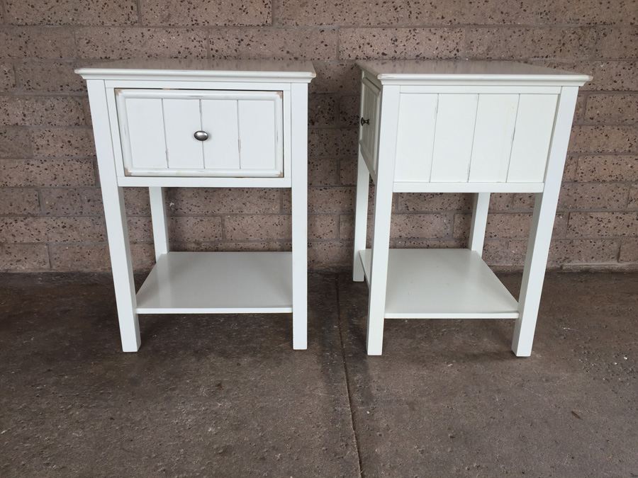 Pair of White Pottery Barn End Tables [Photo 5]