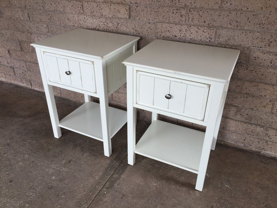 Pair of White Pottery Barn End Tables [Photo 2]