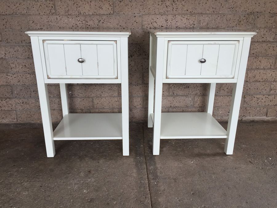 Pair of White Pottery Barn End Tables