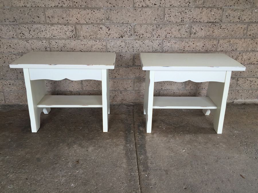 Pair Of White Stools (Pottery Barn?)