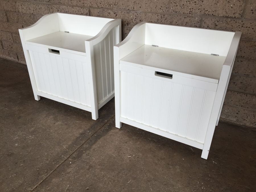 Pair Of White Pottery Barn Hampers [Photo 4]