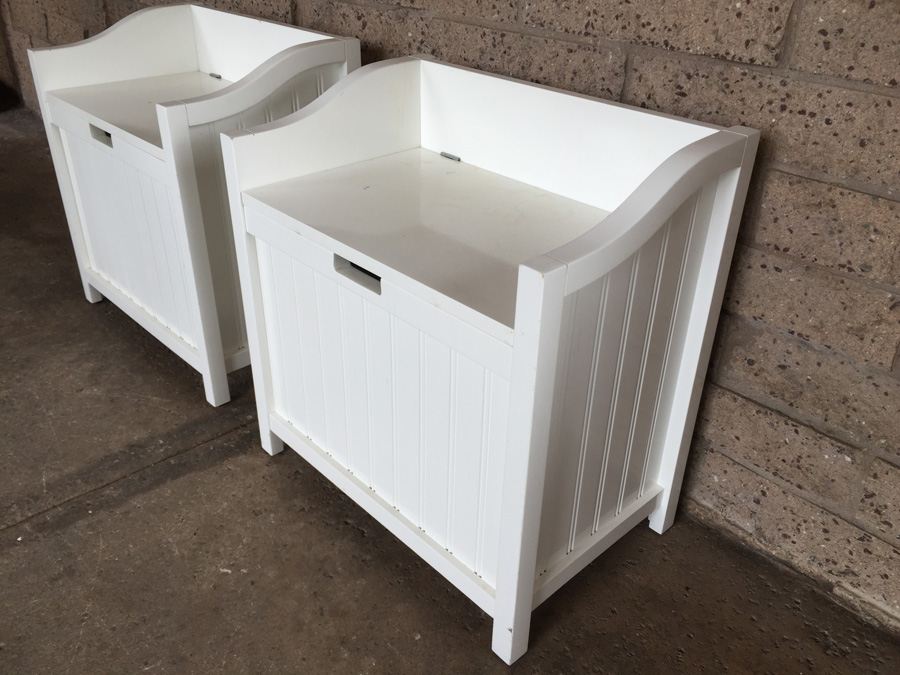 Pair Of White Pottery Barn Hampers [Photo 2]