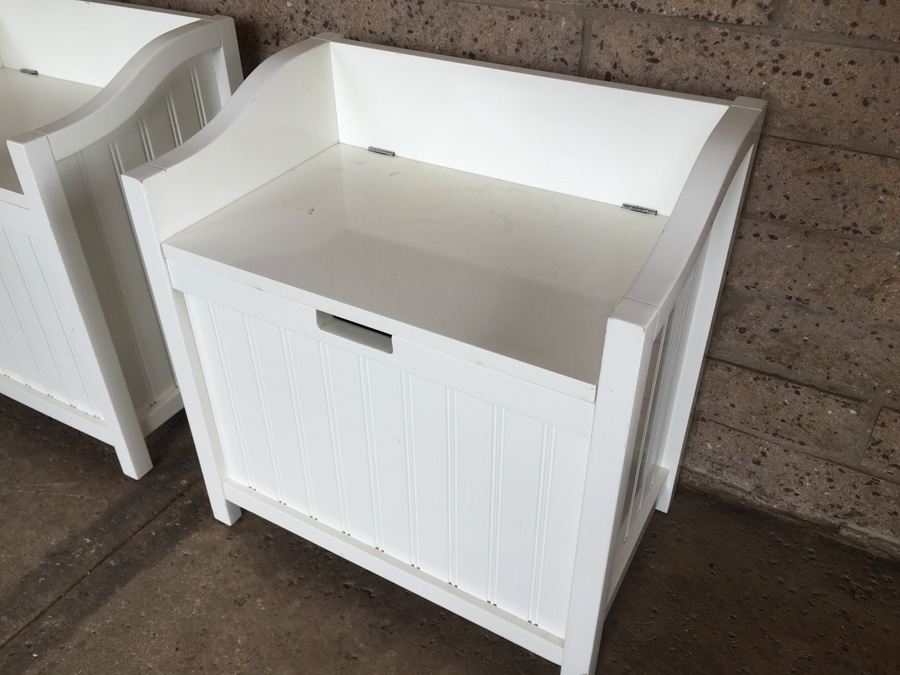 Pair Of White Pottery Barn Hampers [Photo 5]