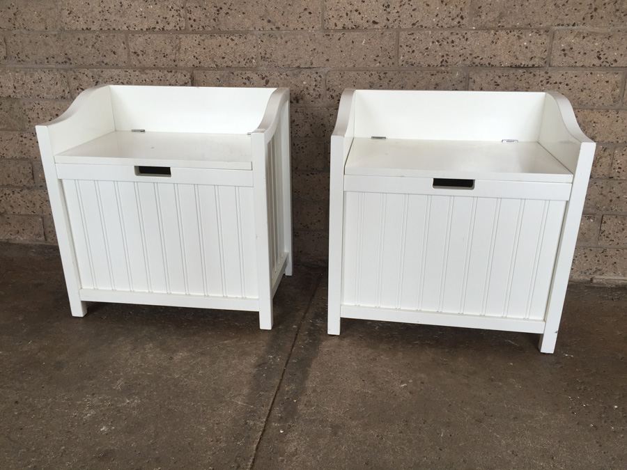 Pair Of White Pottery Barn Hampers