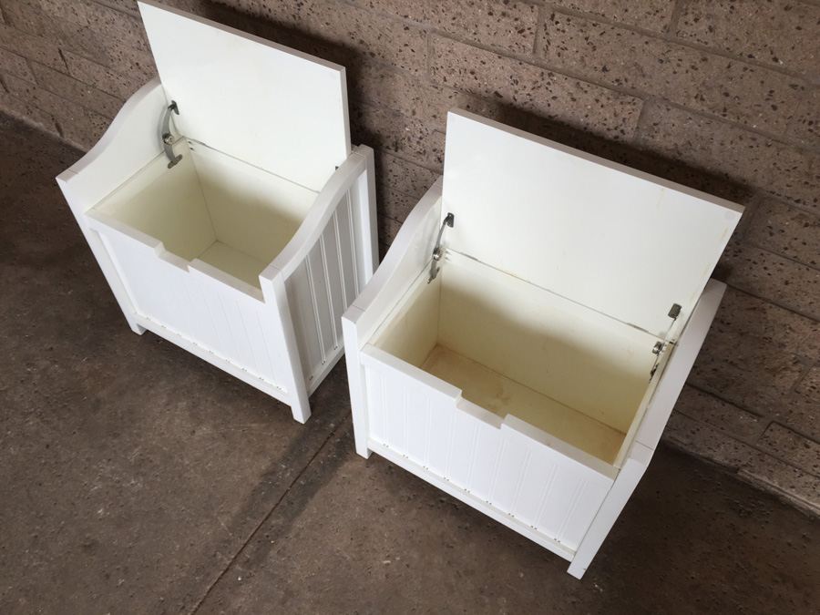 Pair Of White Pottery Barn Hampers [Photo 3]