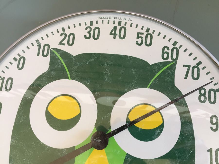 Vintage Round Wall Hanging Owl Thermometer [Photo 3]