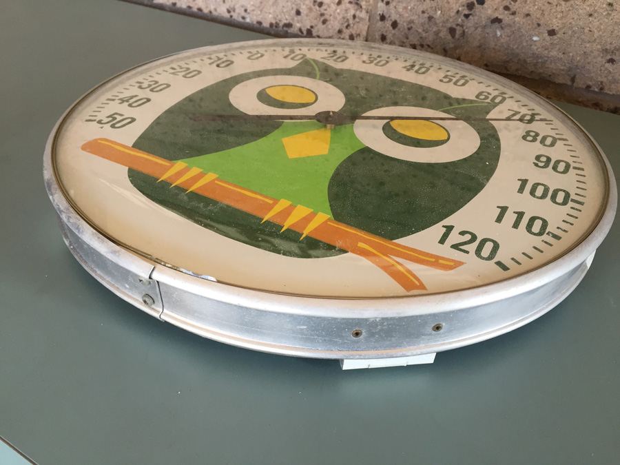 Vintage Round Wall Hanging Owl Thermometer [Photo 4]