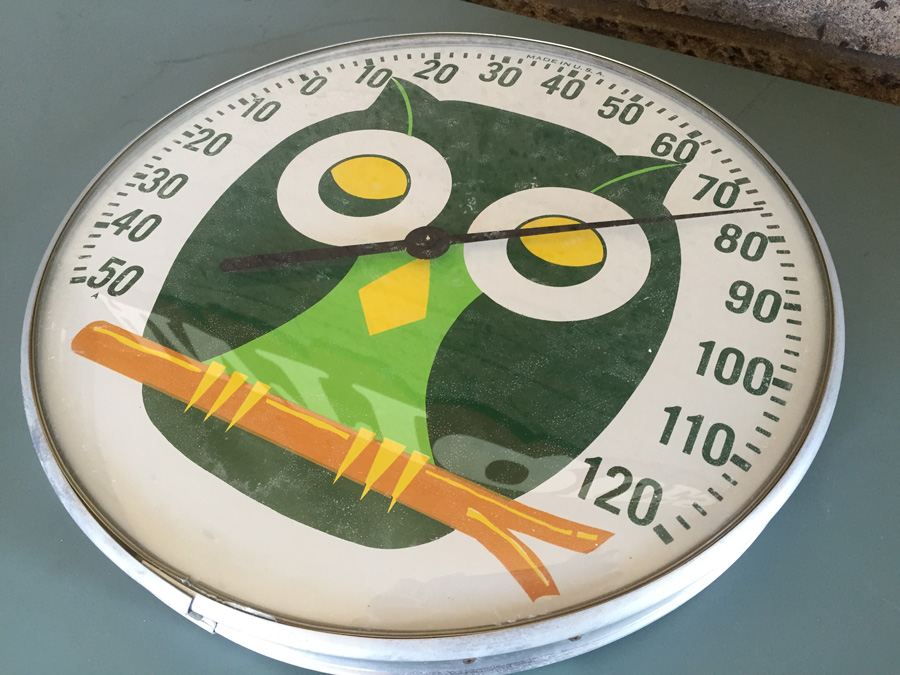 Vintage Round Wall Hanging Owl Thermometer [Photo 2]