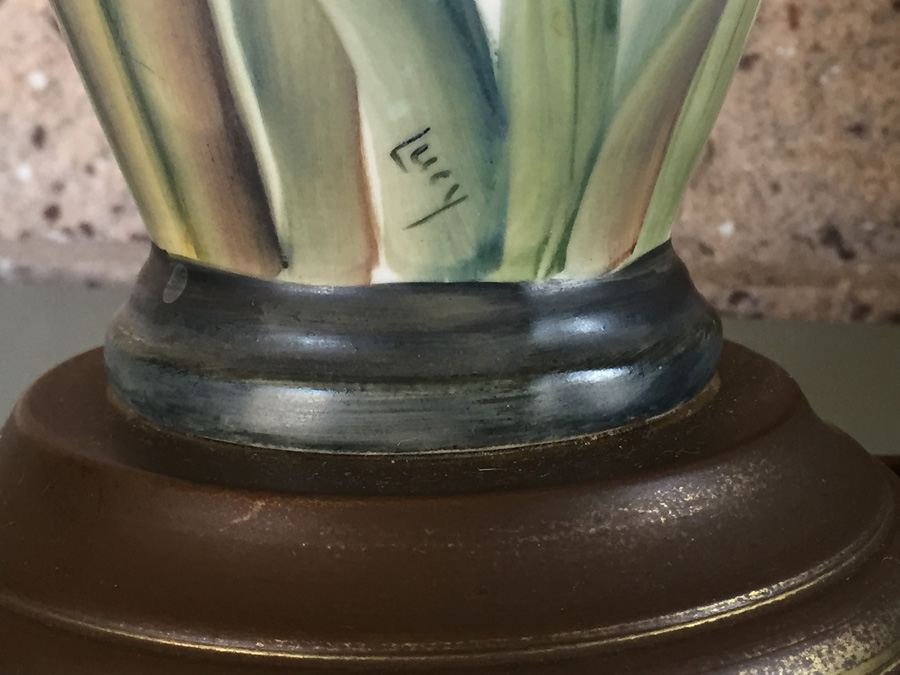 Hand Painted Signed Lucy Lamp Without Shade [Photo 5]