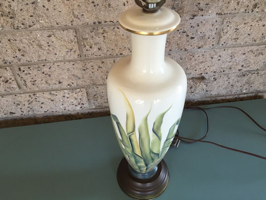 Hand Painted Signed Lucy Lamp Without Shade [Photo 2]