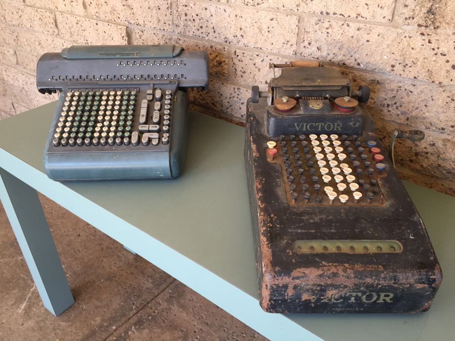 Vintage Victor And Marchant Adding Machines