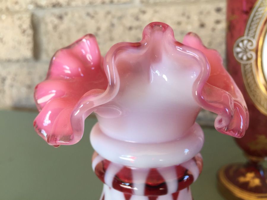 Pink Glass Vase And Bottle Lot - Beautifully Hand Painted [Photo 14]