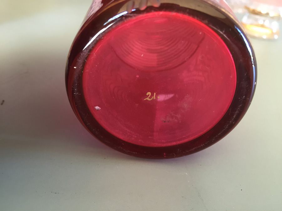 Pink Glass Vase And Bottle Lot - Beautifully Hand Painted [Photo 37]