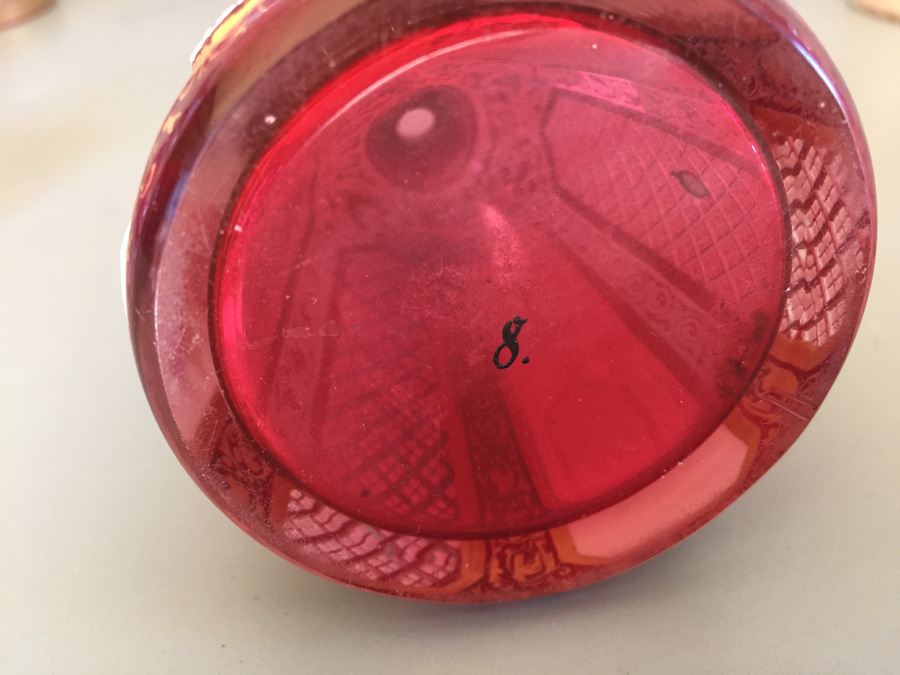 Pink Glass Vase And Bottle Lot - Beautifully Hand Painted [Photo 23]