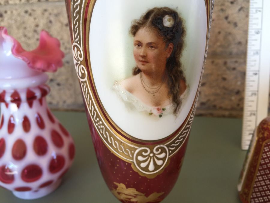 Pink Glass Vase And Bottle Lot - Beautifully Hand Painted [Photo 5]