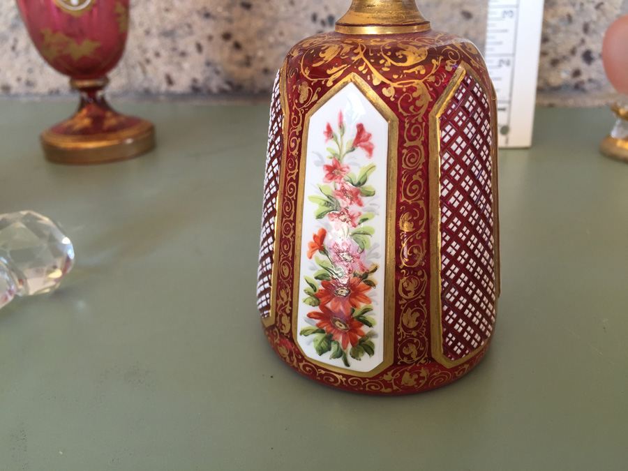 Pink Glass Vase And Bottle Lot - Beautifully Hand Painted [Photo 22]