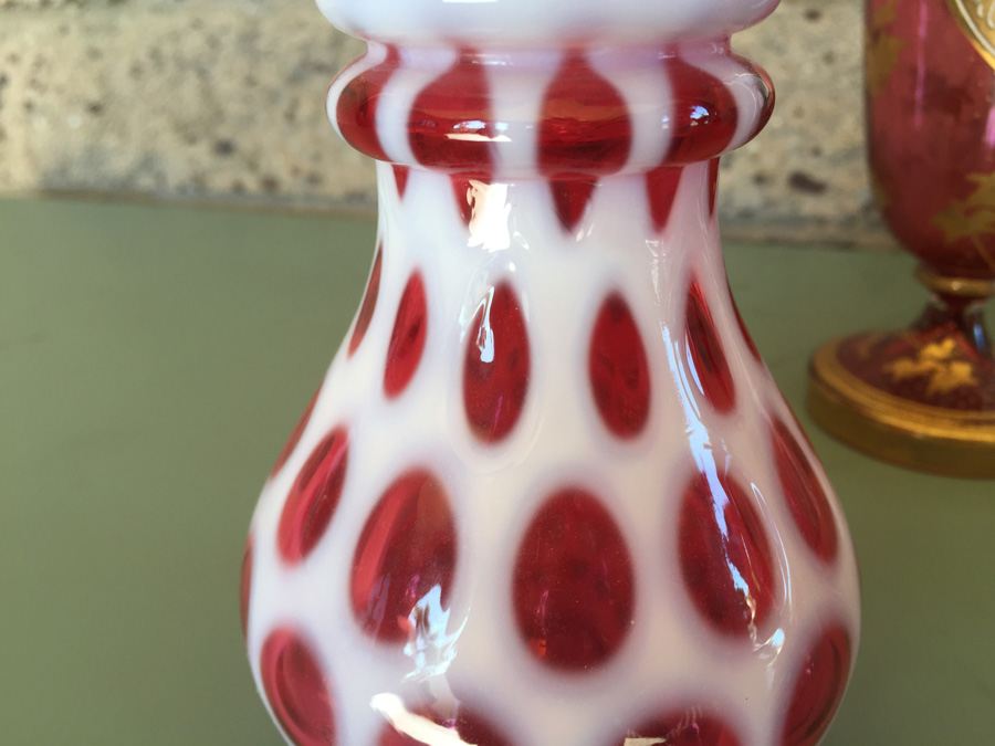 Pink Glass Vase And Bottle Lot - Beautifully Hand Painted [Photo 15]