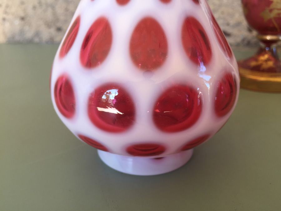 Pink Glass Vase And Bottle Lot - Beautifully Hand Painted [Photo 16]