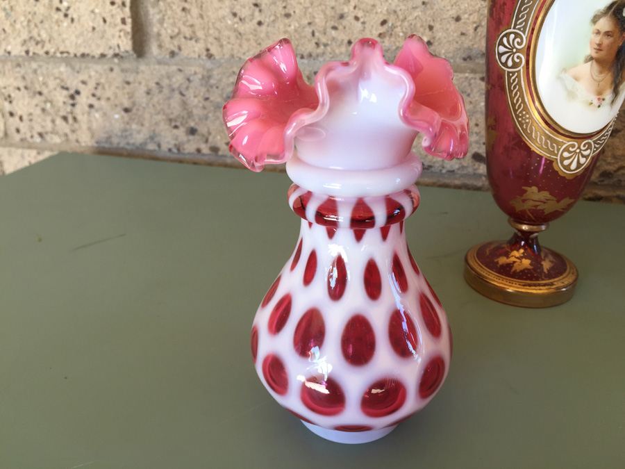 Pink Glass Vase And Bottle Lot - Beautifully Hand Painted [Photo 12]